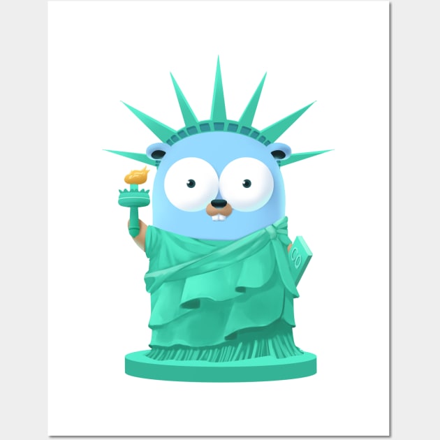 Golang Gopher Go Liberty Wall Art by clgtart